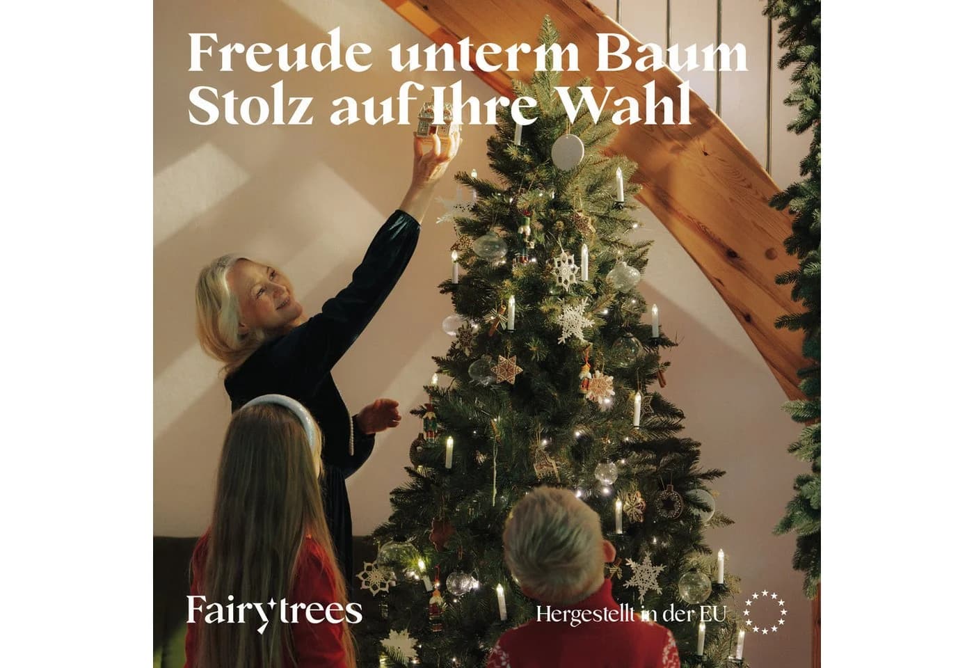 Fairytrees Künstlicher Weihnachtsbaum FT01 Fichte Natur mit Echtholz-Ständer
