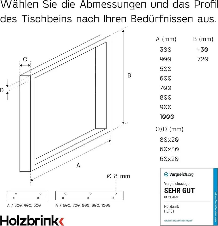 Designer Tischbein aus Industriestahl
