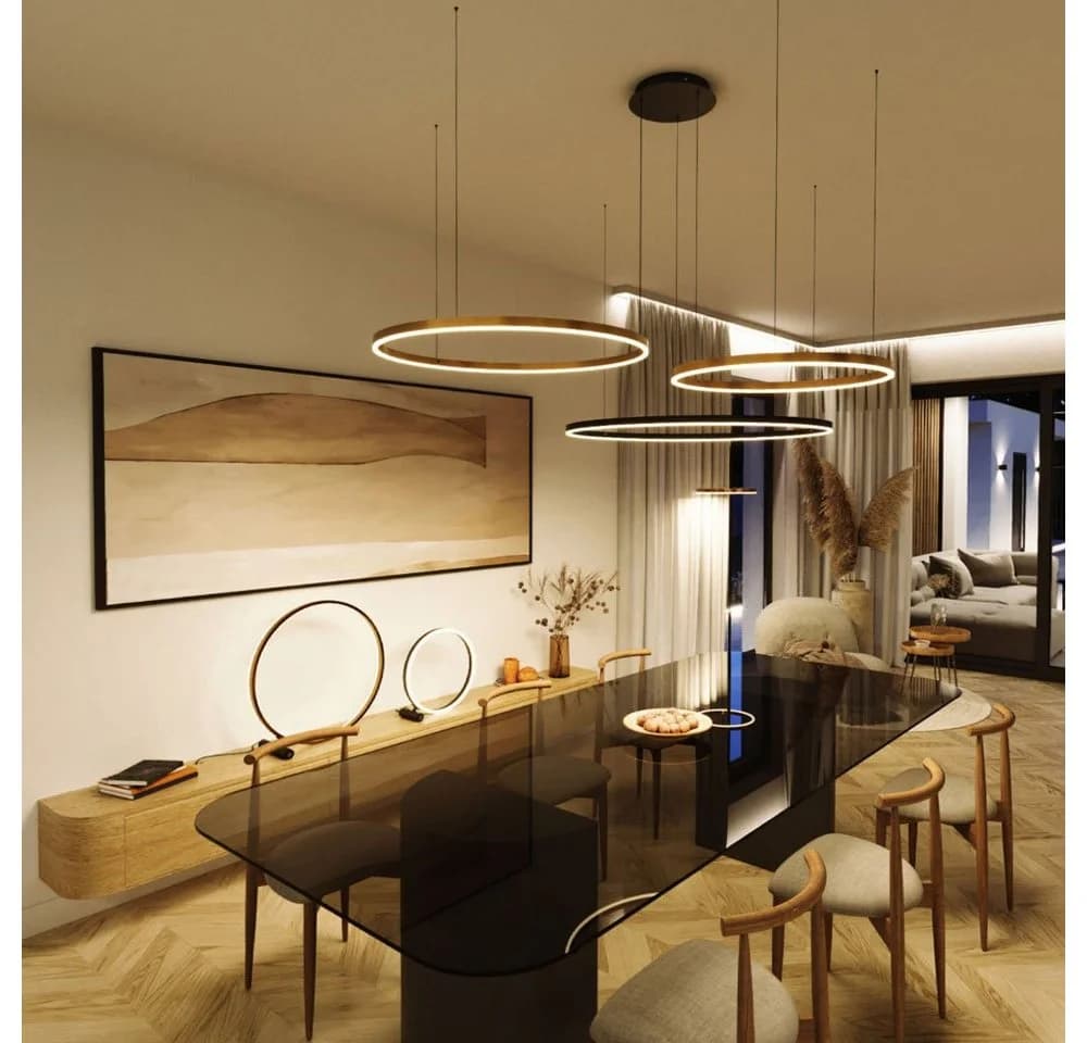 s.luce LED Ring Pendelleuchte Schwarz Dimmbar Aluminium