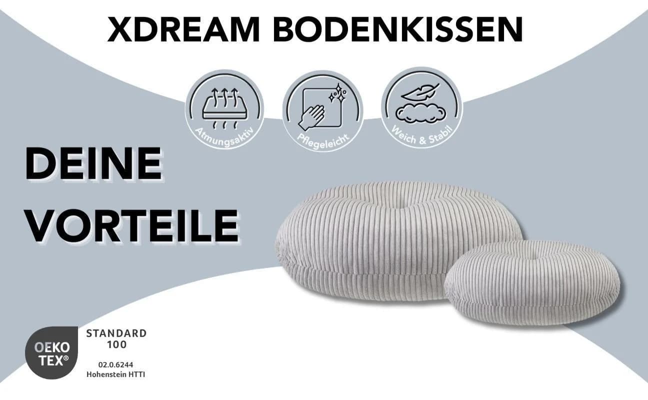 XDREAM Pouf rundes Bodensitzkissen Grau Modernes Korddesign