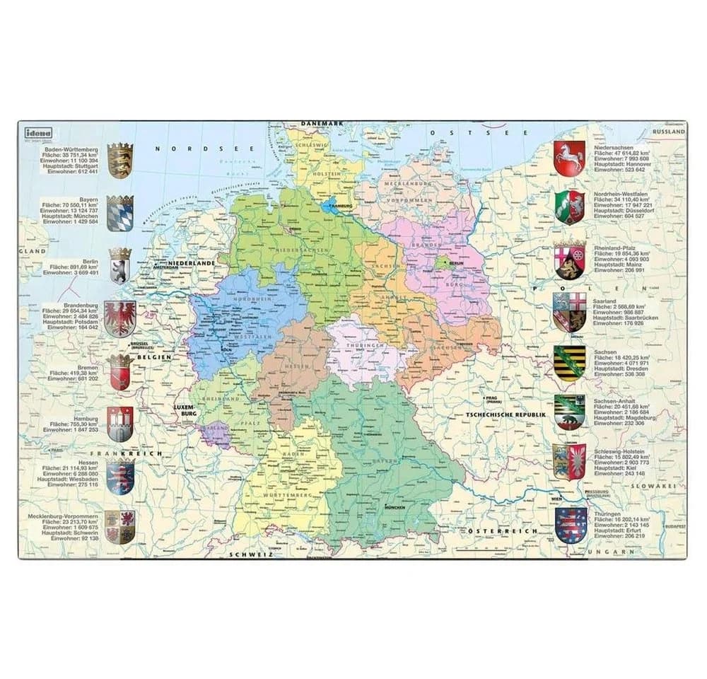 Idena Schreibtischunterlage Deutschlandkarte mit Einstecktaschen