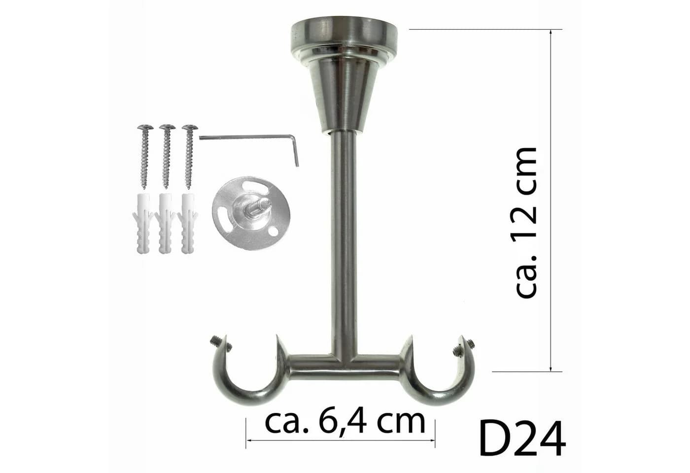 BASIT Gardinenstange Edelstahloptik 120 cm zweiläufig