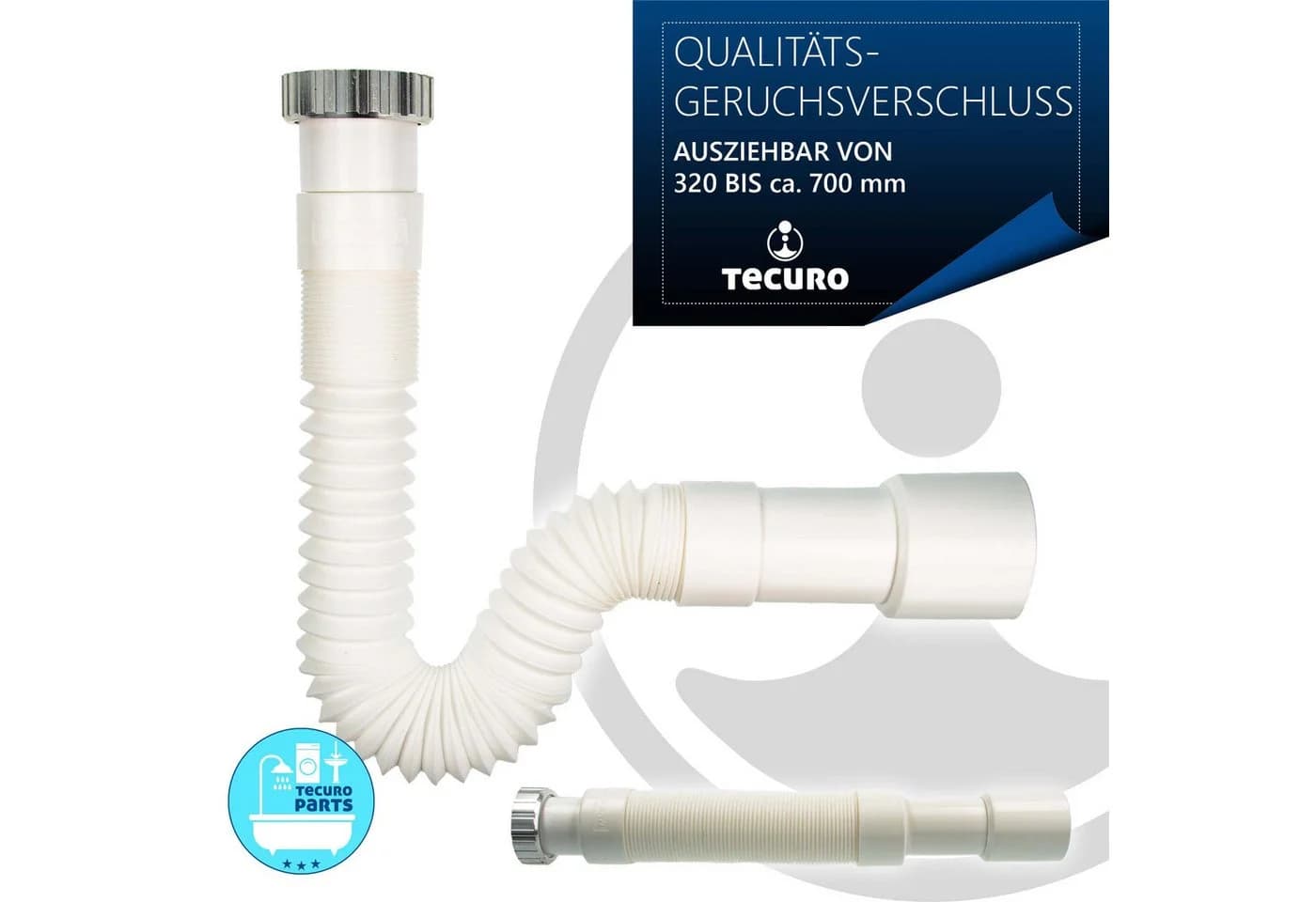 tecuro Ausziehbarer Siphon Geruchsverschluss 320-700 mm