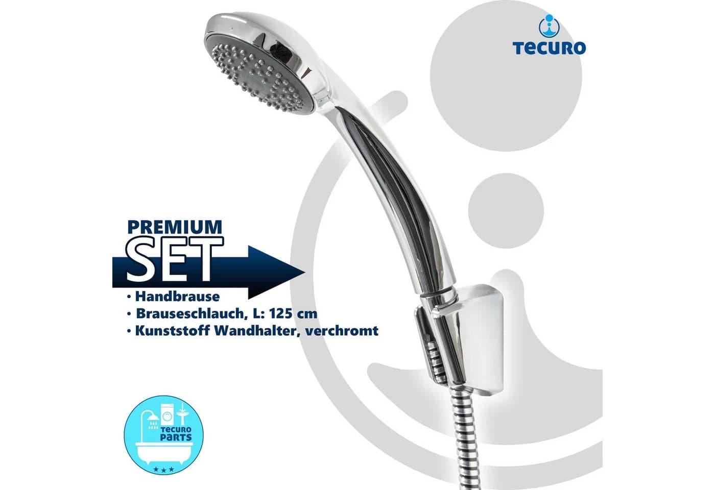 tecuro Brausegarnitur Wannenset Komfort-70 mit Handbrause und Brauseschlauch
