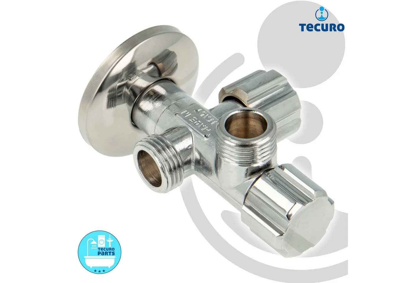 tecuro Doppel-Eckventil 1/2 Zoll DN 15 silber einzeln absperrbar