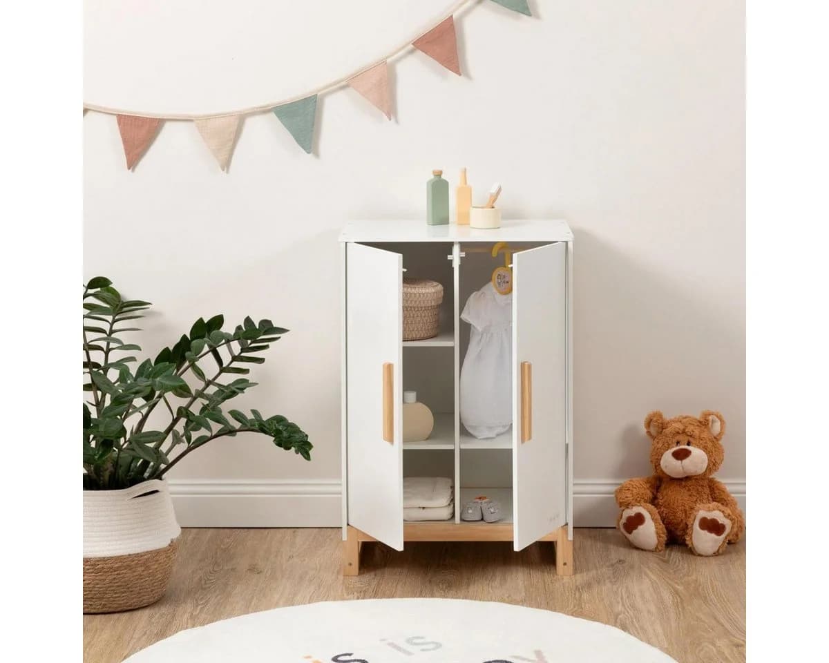 ELLA & PIET® Puppenschrank DRESSY Weiß-Schlamm Holz