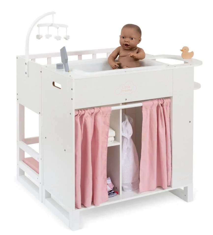 ELLA & PIET® Puppen Pflegecenter 6in1 Weiß-Rosa Holz