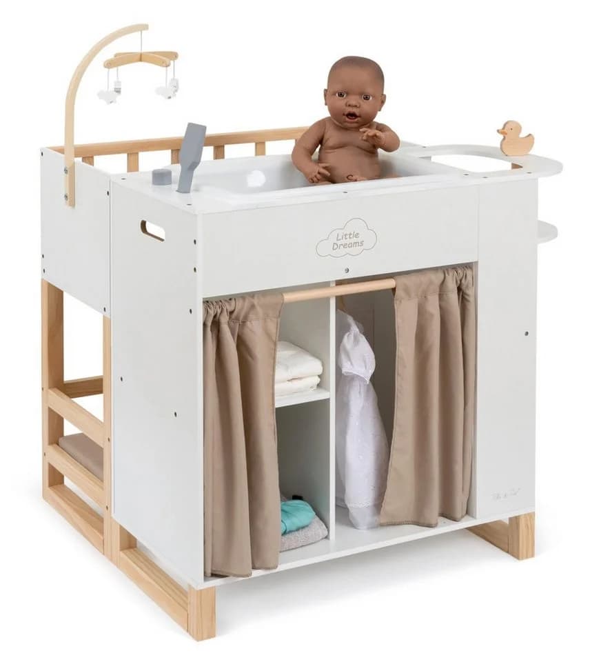 ELLA & PIET® Puppenpflegecenter NURSERY 6in1 Holz Weiß-Grau