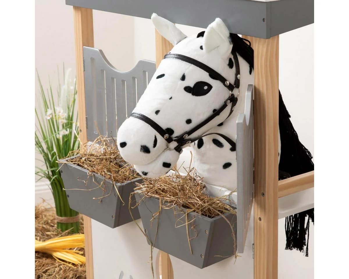 ELLA & PIET® Steckenpferd Großes Hobby Horse COOKIE Weiß-Schwarz mit Tasche