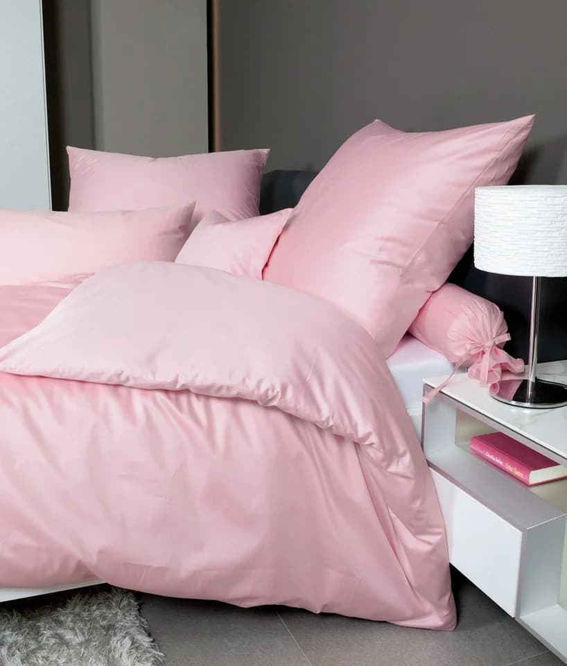 Traumschloss Satin Bettwäsche 2-teilig Rosa Baumwolle UNI