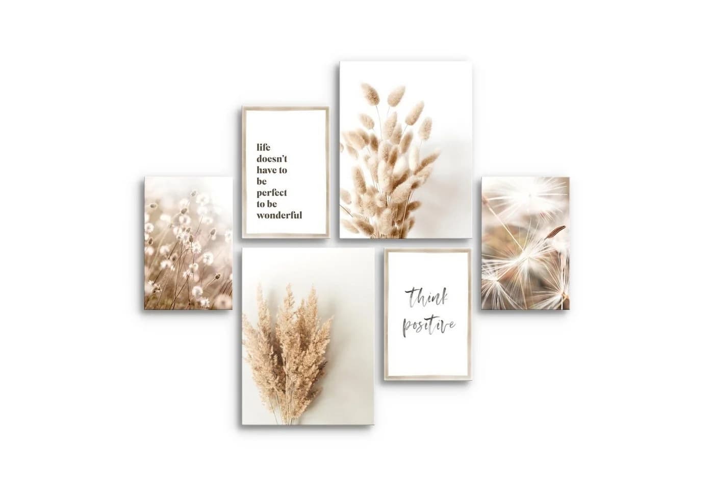 Novart Wandbild Boho Beige Pampas Wohnzimmer Deko