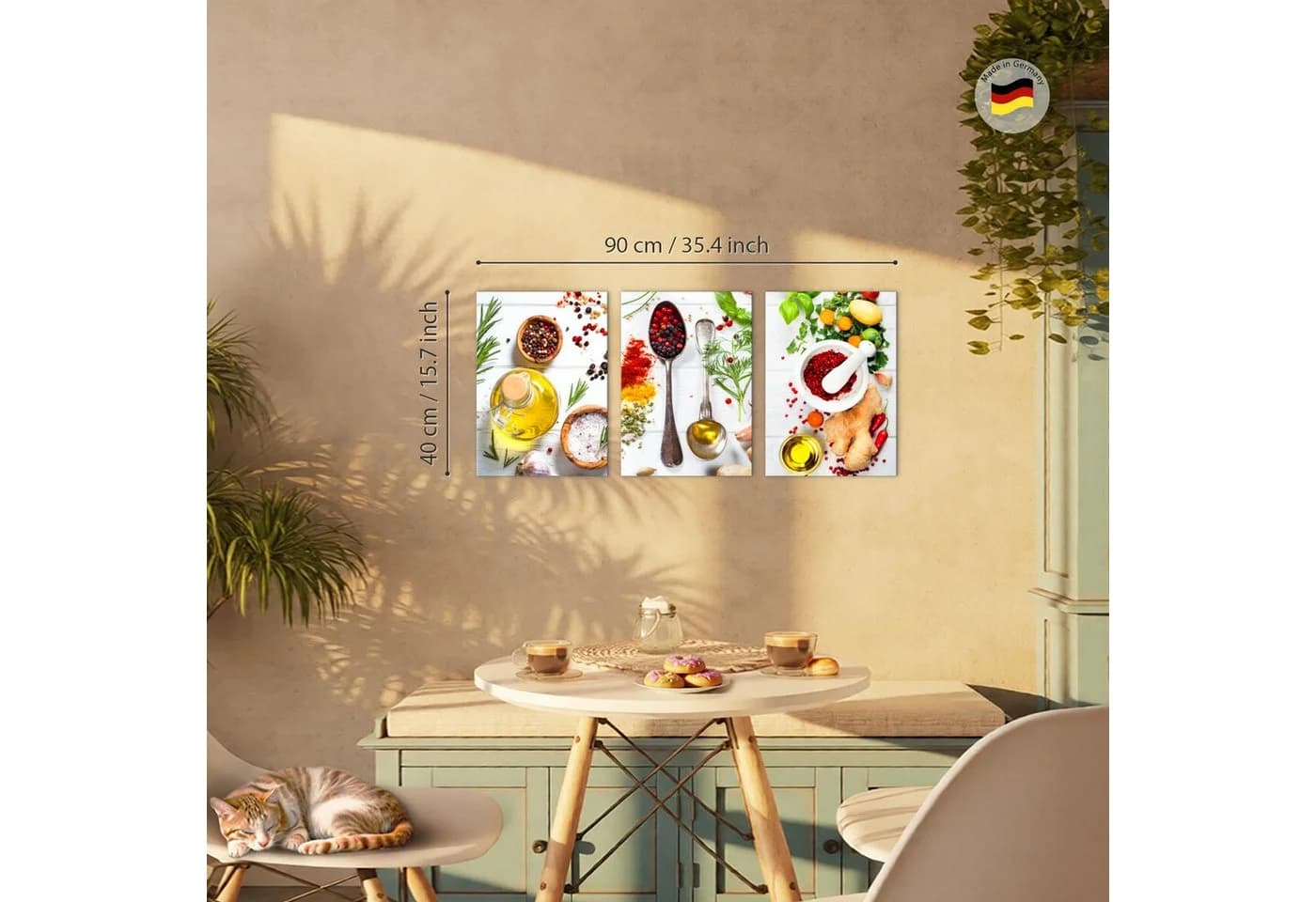 Novart 3er Wandbild Set Küche Gewürze Modern 30x40 cm