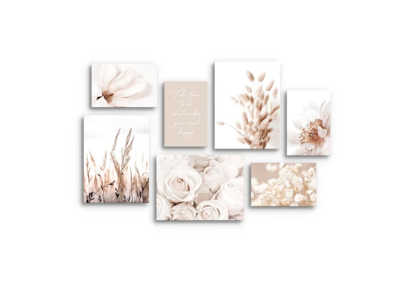 Novart Wandbild Boho Natur Blumen Beige - Komplett Aufhängfertig