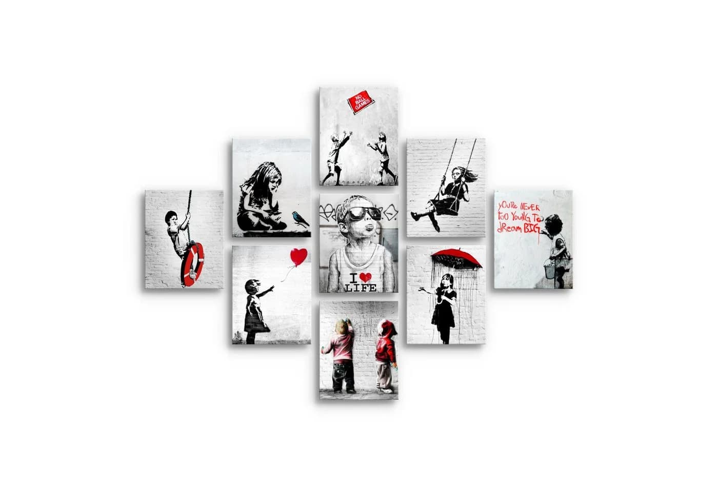 Novart Wandbild Banksy Collage Street Art Wohnzimmer Loft Kinder