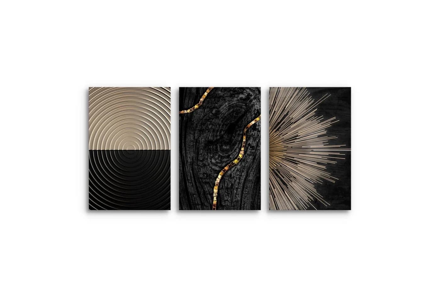 Novart Abstraktes Wandbild Schwarz Gold Modern