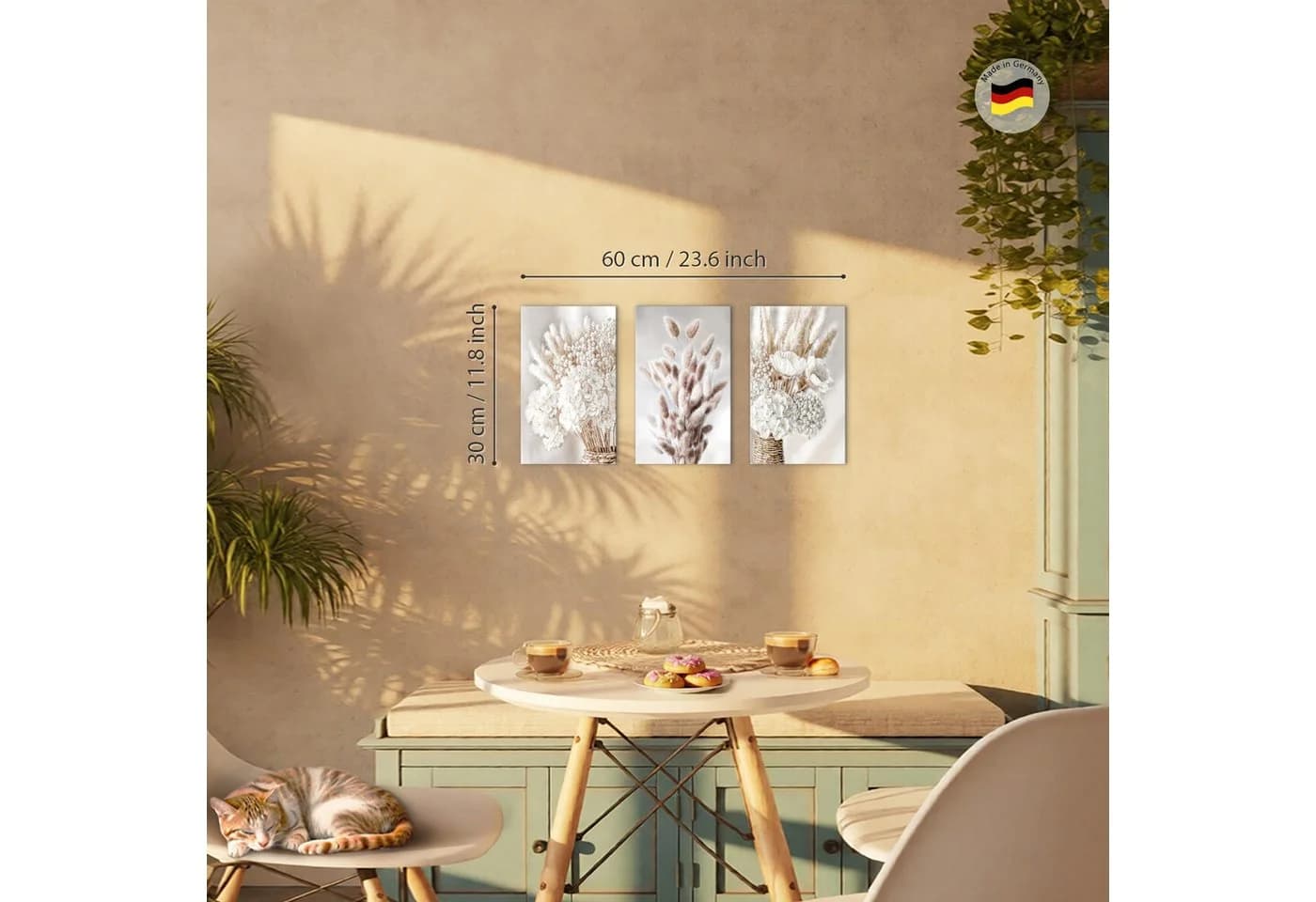 Novart 3er Wandbild Set Weißes Blumenarrangement