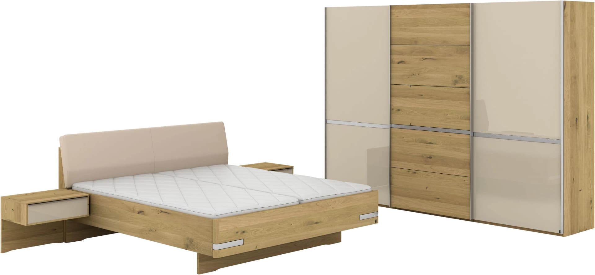 Modernes Schlafzimmer-Set aus verschiedenen Materialien