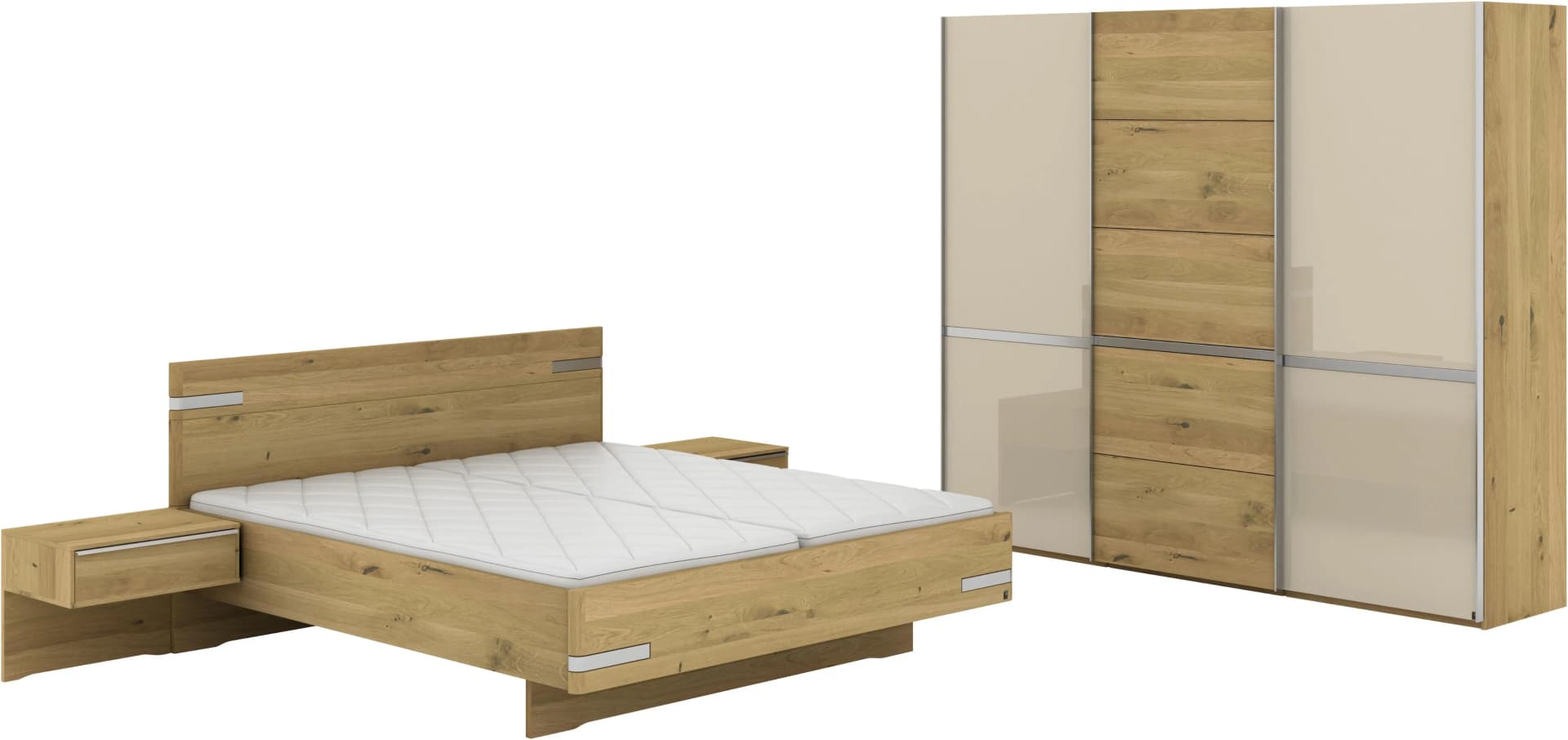 Modernes Schlafzimmer-Set mit Glastüren und Konsolen