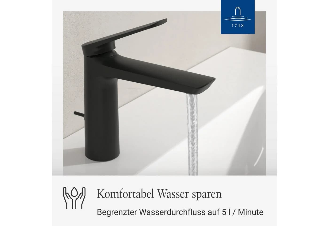 Villeroy & Boch Waschtischarmatur Oasis Matt Schwarz mit AquaSmart
