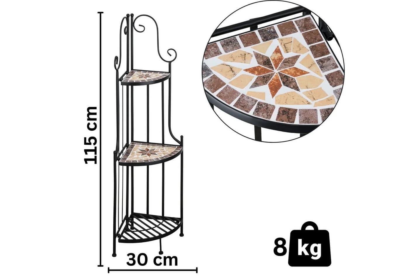 Kamelio Standregal Kleines Eckregal 115cm Pflanzenständer Pflanzenregal