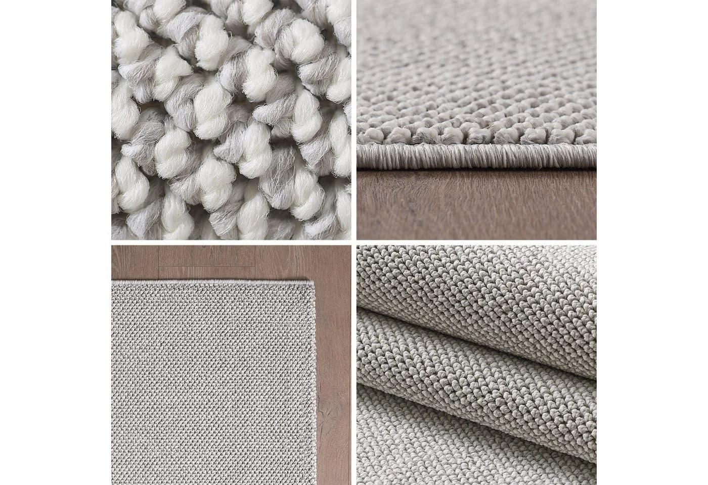 SIMPEX24 Teppich Unicolor Rund Silber Schlingenteppich