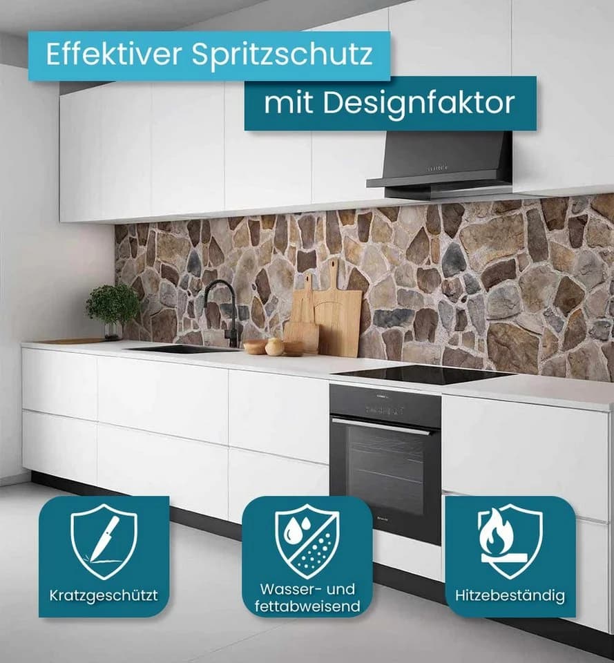 MyMaxxi Küchenrückwand Mauer Natursteine Selbstklebend Spritzschutz