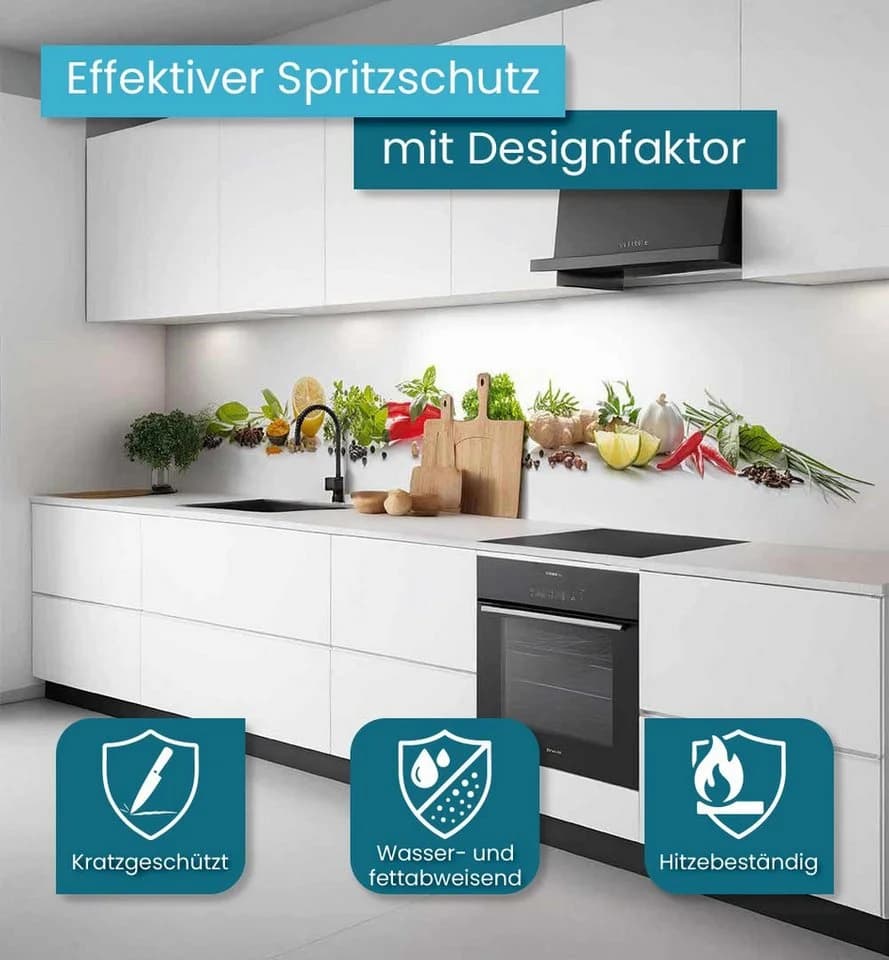 MyMaxxi Küchenrückwand selbstklebend Spritzschutz Gewürze Gemüse