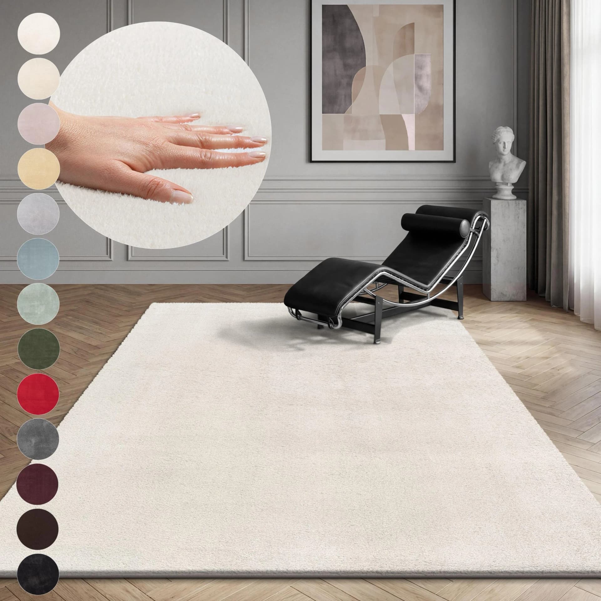 MY HOME Kunstfellteppich Arabell Felloptik Waschbar 120x160 cm Polyester