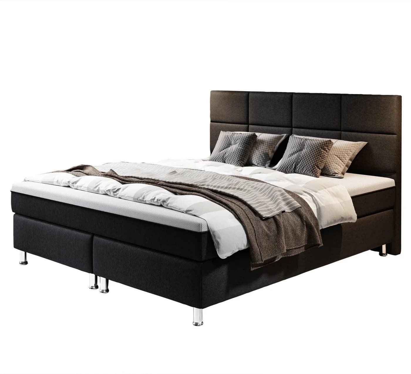 inter Boxspringbett Rotterdam Plus Schwarz 180x200 cm mit 7-Zonen-Matratzen