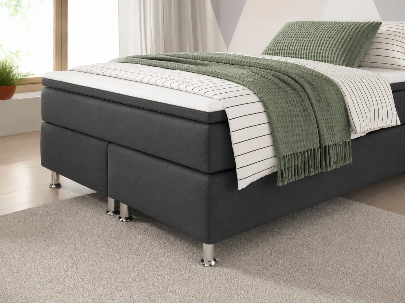 inter Boxspringbett 140x200 cm mit 7-Zonen Federkern & Topper