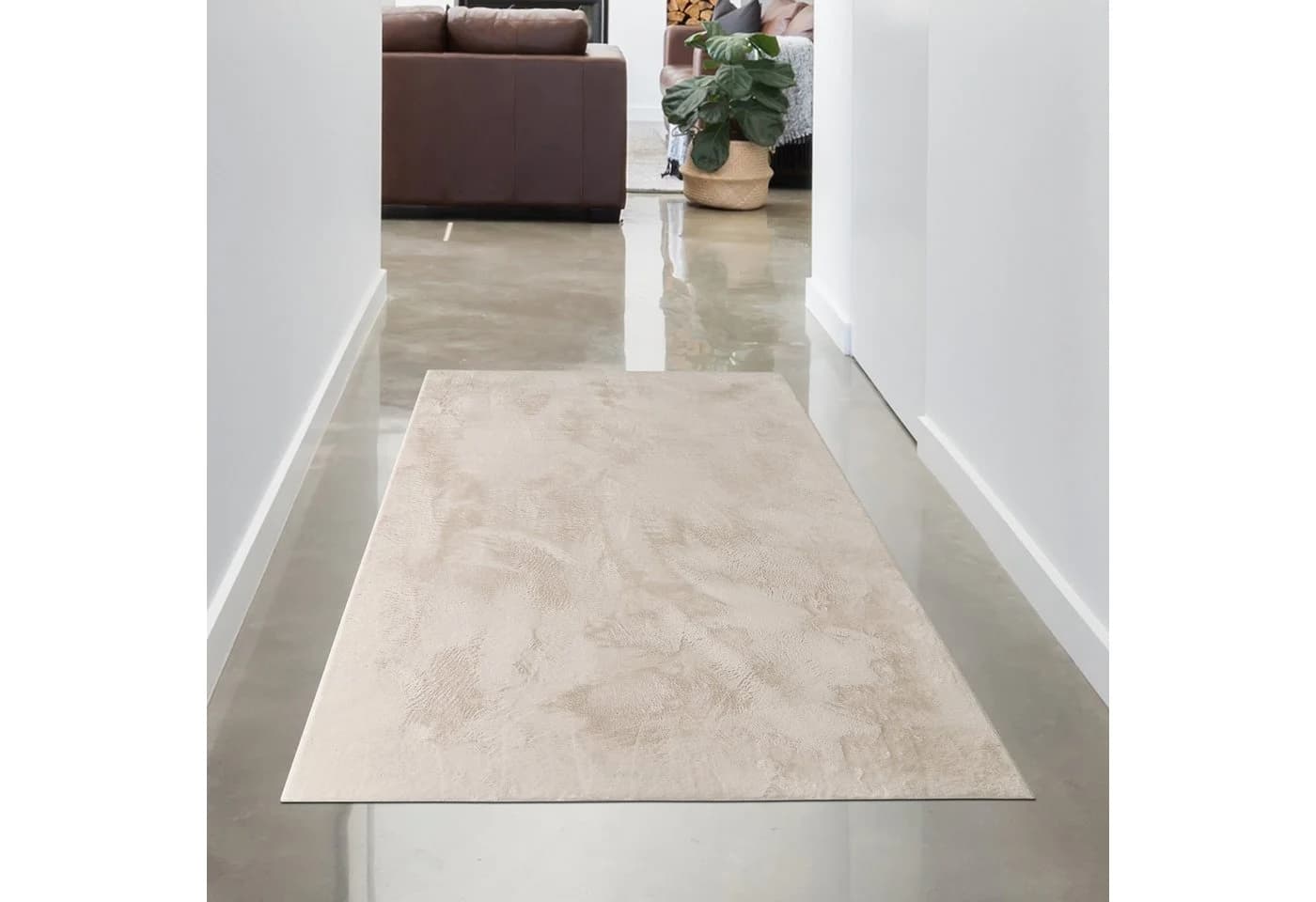 Carpetia Fellteppich Kunstfell Hasenfell-Optik Beige