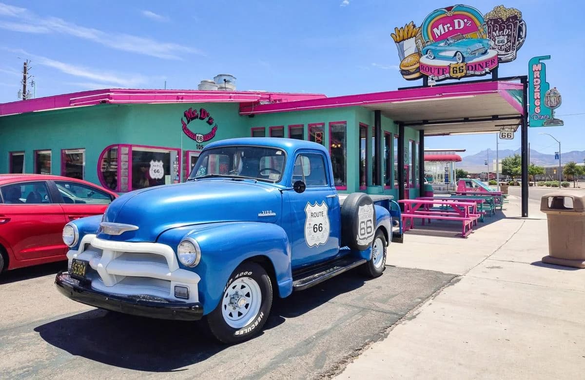 PAPERMOON Fototapete Vintage Diner Route 66 bunt Vlies 5x2,8m
