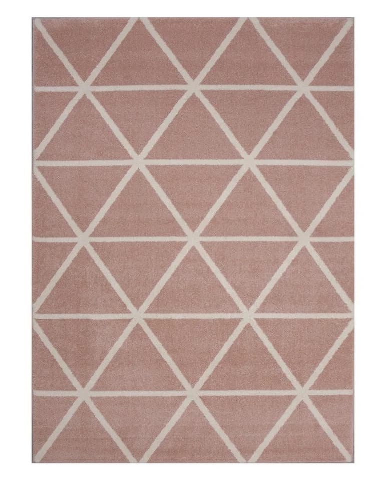 Vimoda Teppich Viva Classic Rosa Rautenmotiv Kurzflor