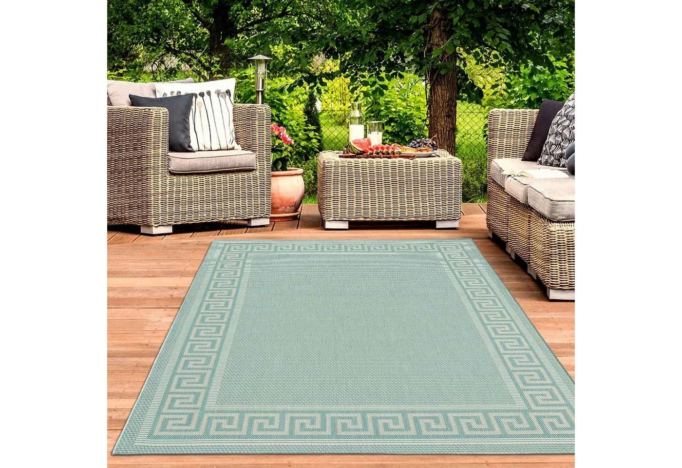 Vimoda Outdoorteppich Türkis Rechteckig 100% Polypropylen