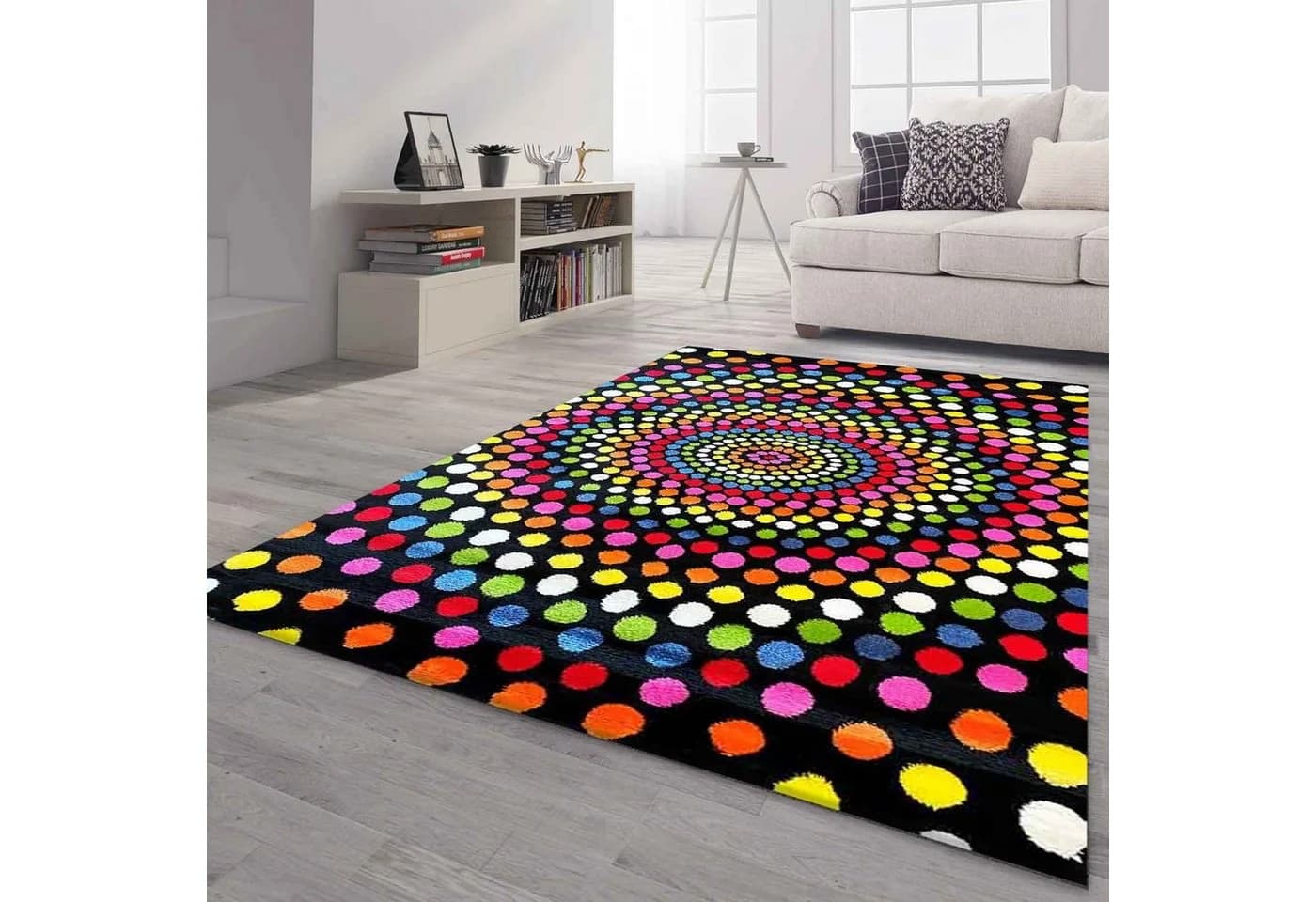 Vimoda Teppich Kurzflor Bunt Patchwork Wellen Rechteckig