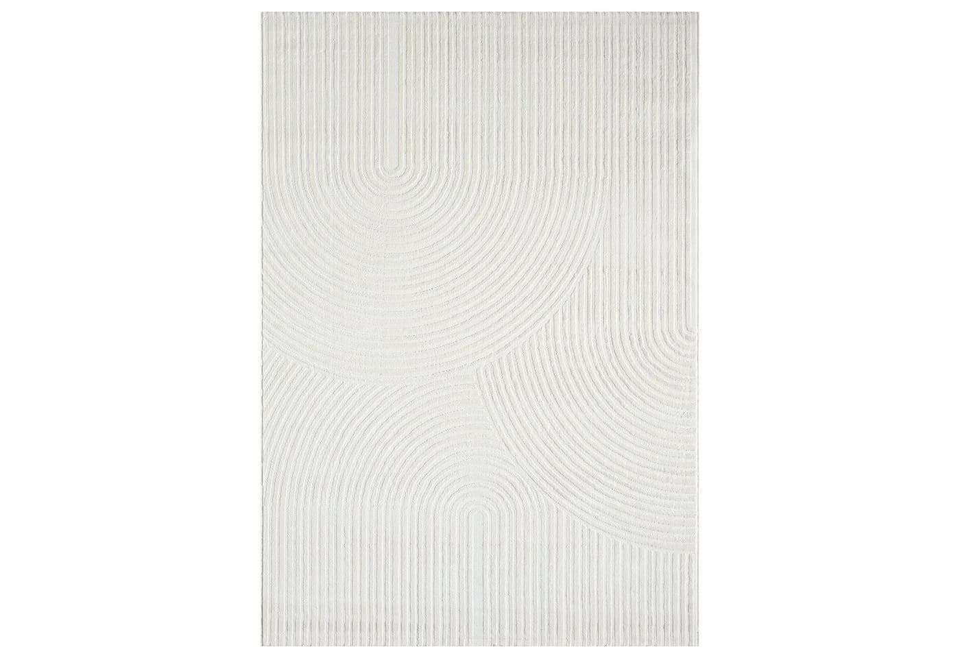 Vimoda Designteppich Beige Wellenoptik Hoch-Tief-Effekt Polypropylen