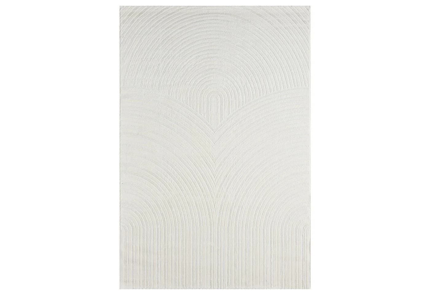 Vimoda Designteppich Beige Wellen-Optik Kurzflor Rechteckig