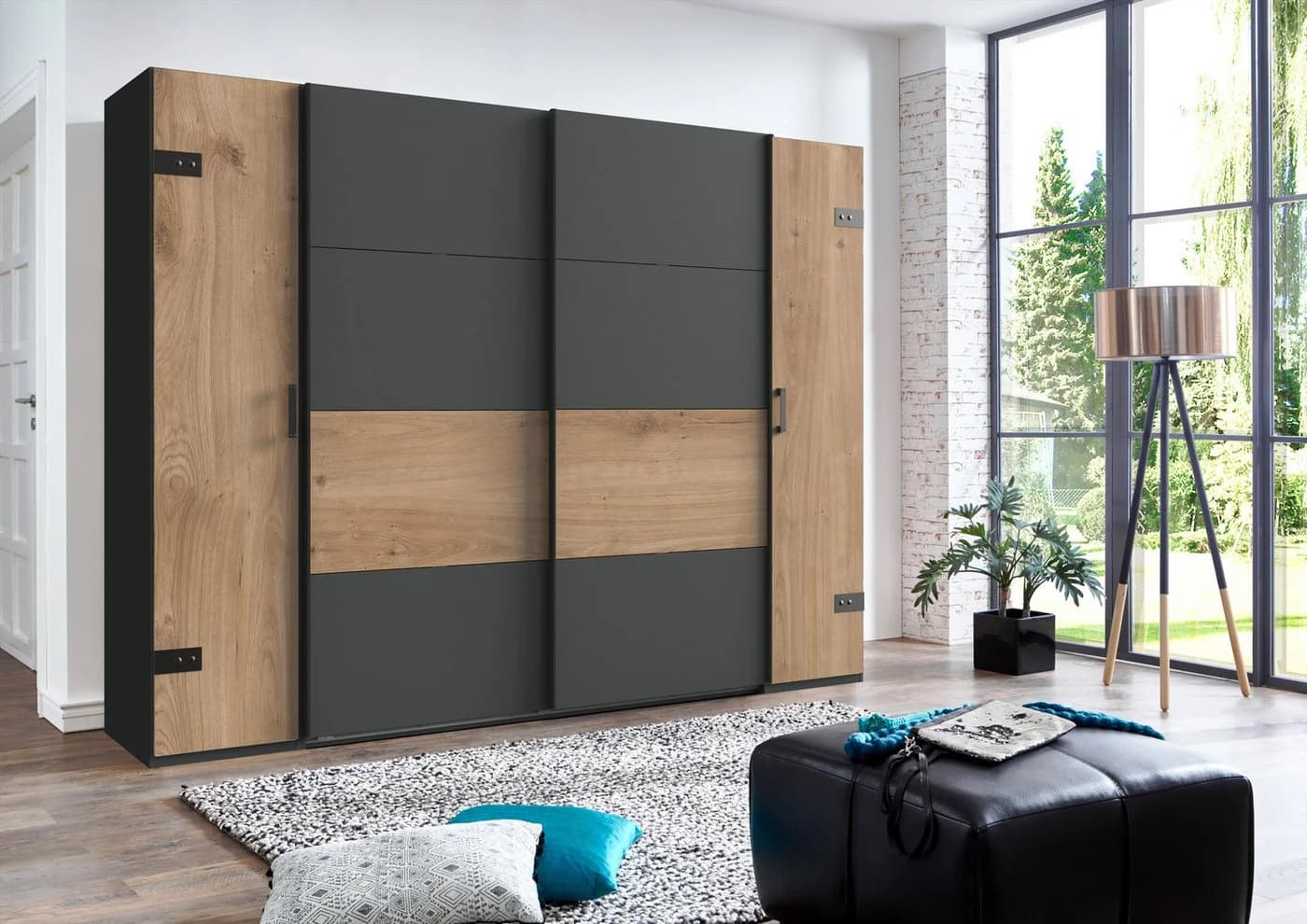 WIMEX Kleiderschrank Stockholm Industrial Design Beige Grau