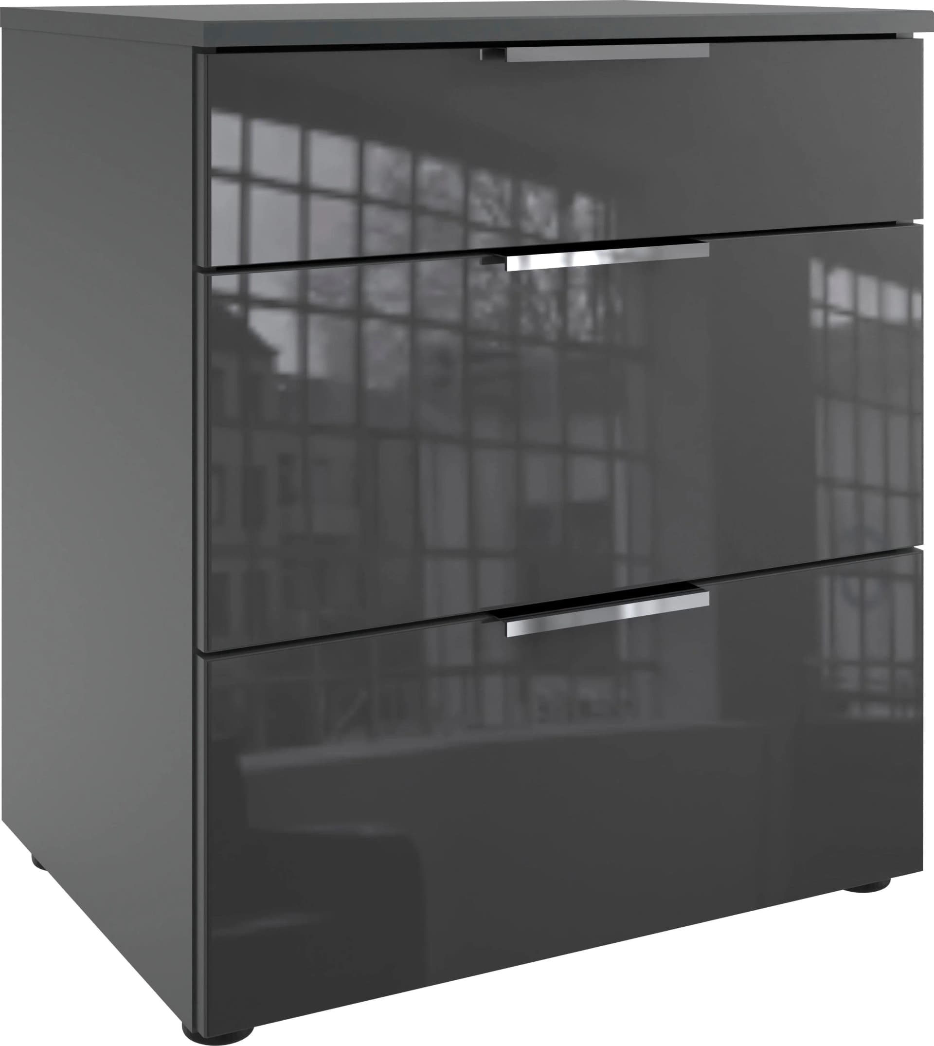 WIMEX Nachtkommode Level36 C Grau mit Soft-close und Glaselementen