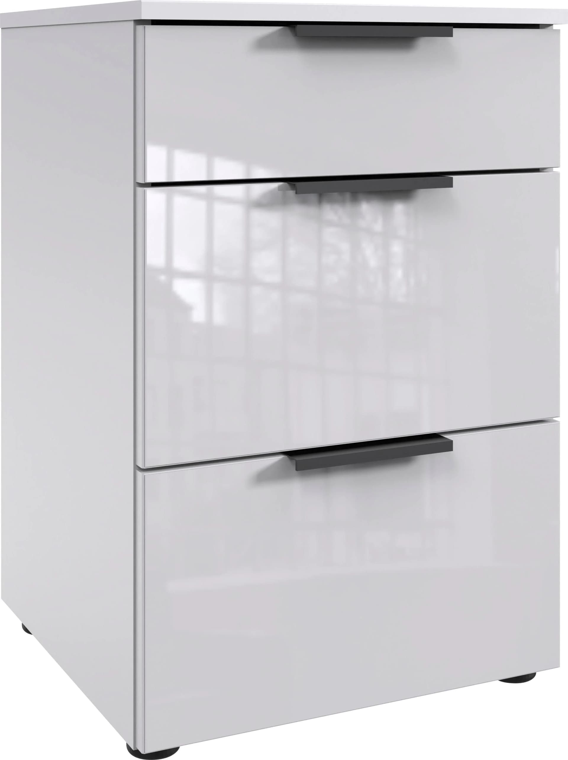 WIMEX Nachtkommode Level36 Weiß mit Glasfronten und Soft-Close