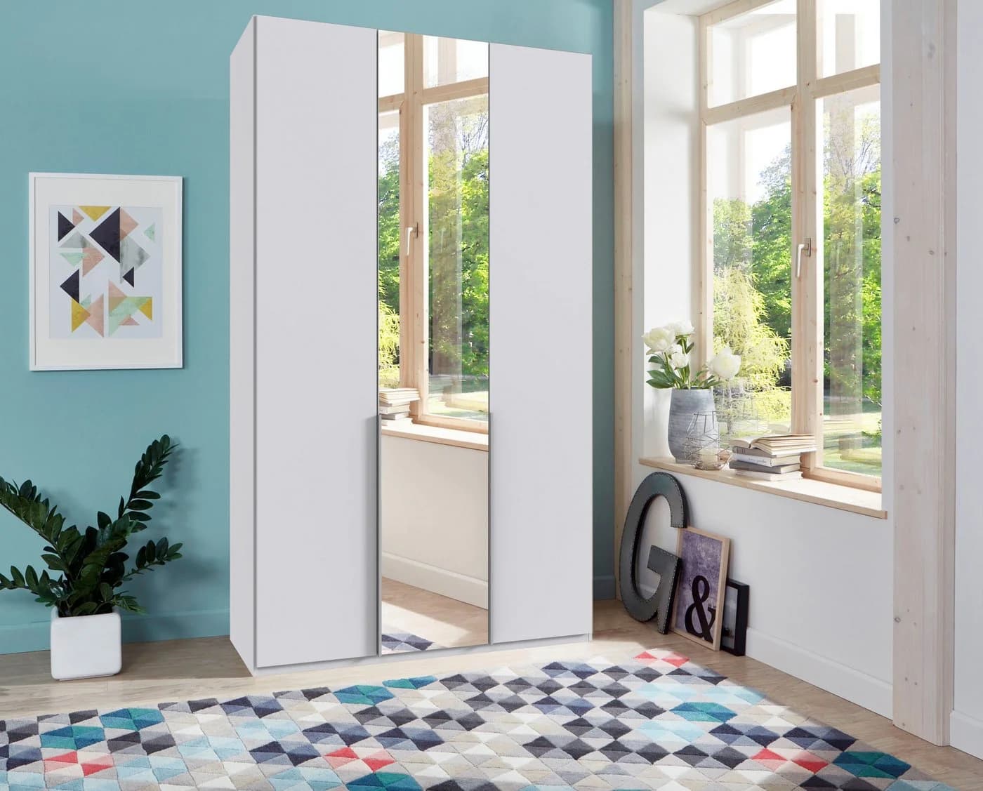WIMEX Kleiderschrank Mugano Weiß Alufarben 135x236x58 cm