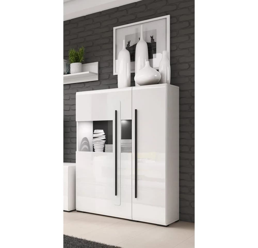Lomadox Highboard TURDA-83 Weiß mit Beleuchtung