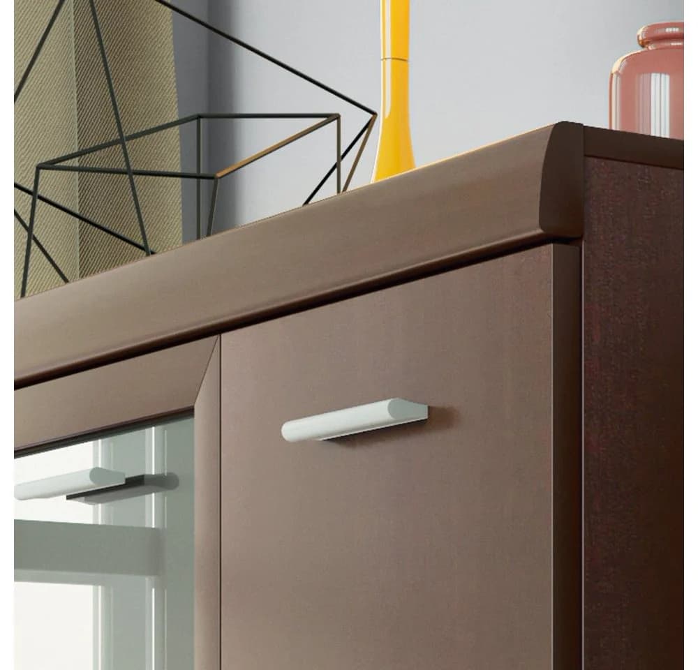 Lomadox Sideboard IMPERIA-129 Kommode Anrichte Vitrine 140 cm Nussbaum Wohnzimmer braun retro