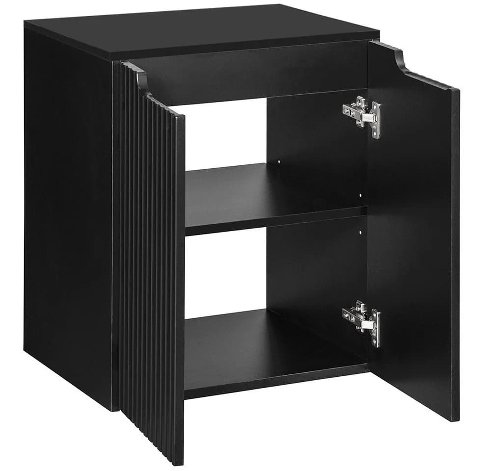 Lomadox Waschtischunterschrank NEWPORT-56-BLACK Schwarz Softclose