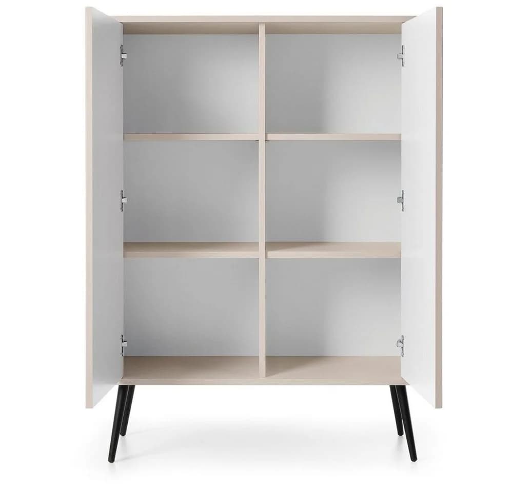 Lomadox Highboard ZARA-160 Beige Gold Rillen-Design