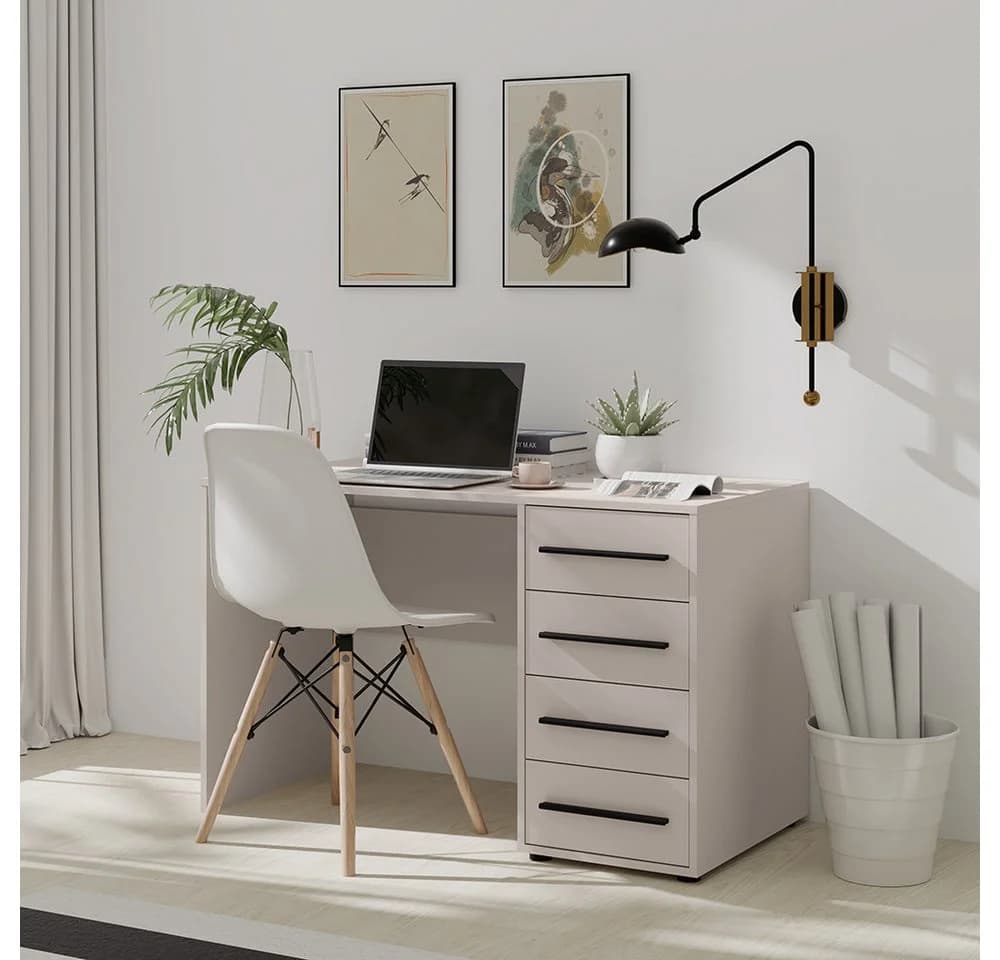 Lomadox Schreibtisch 120cm breit Kaschmir mit 4 Schubladen
