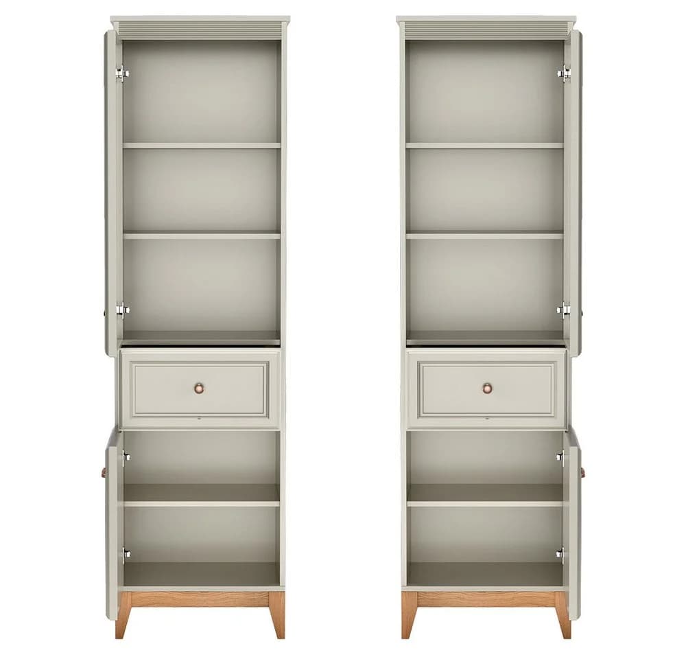 Lomadox Vitrine WILNA-161 Kaschmir mit Massivholzfüßen
