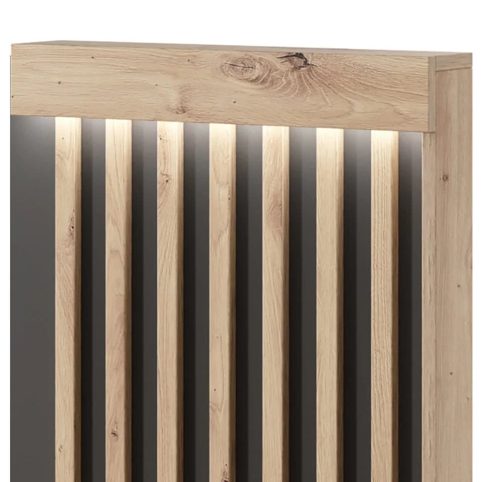 Lomadox Schlafzimmer-Set TALCA-167 Eiche Dekor Anthrazit mit LED-Beleuchtung