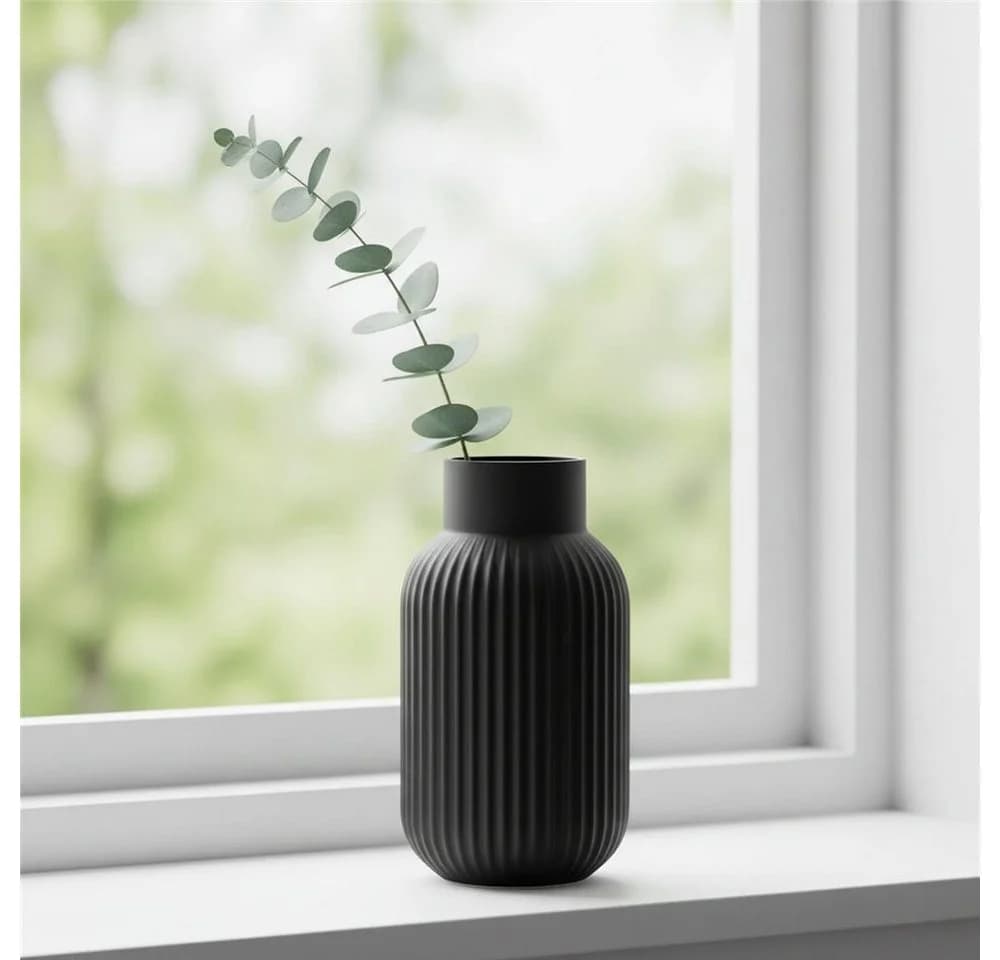 BOLTZE Tischvase Nordika Glas schwarz rund