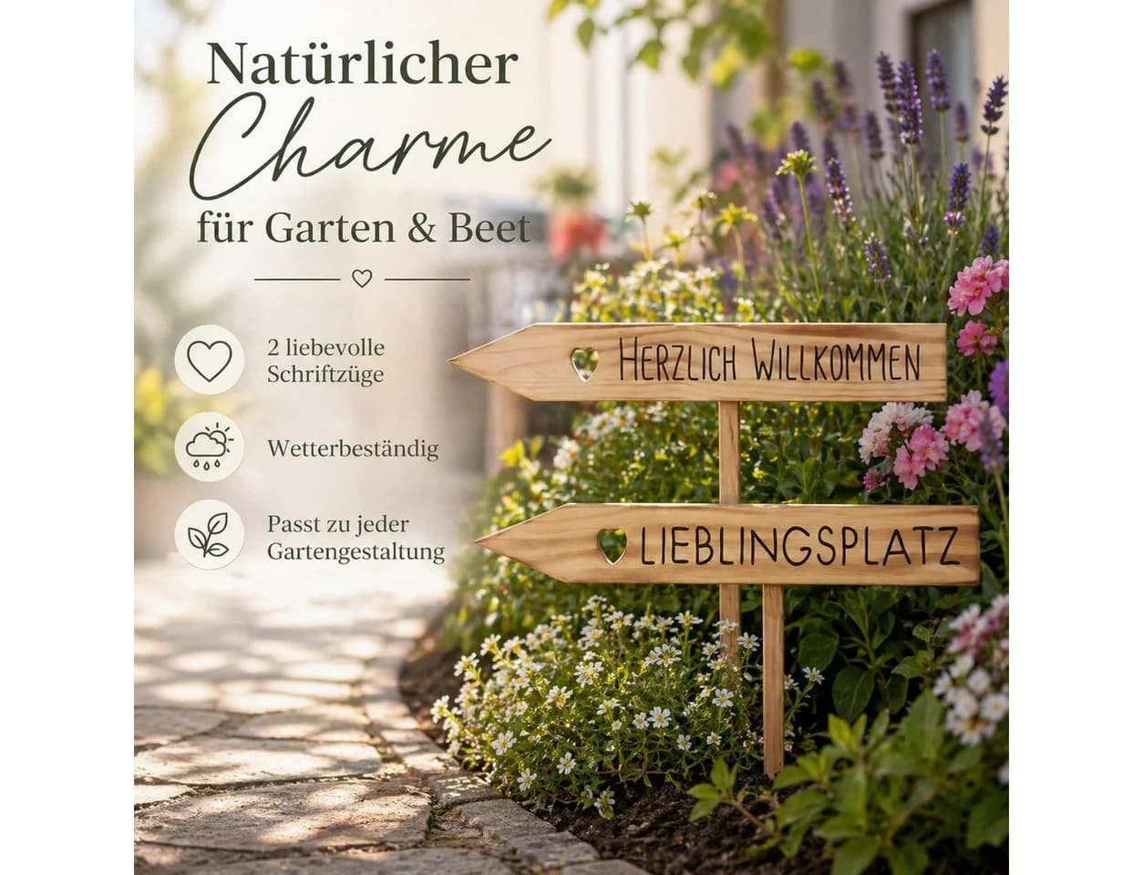 BOLTZE Rankhilfe Pflanzstab 2er-Set Kiefernholz Natur